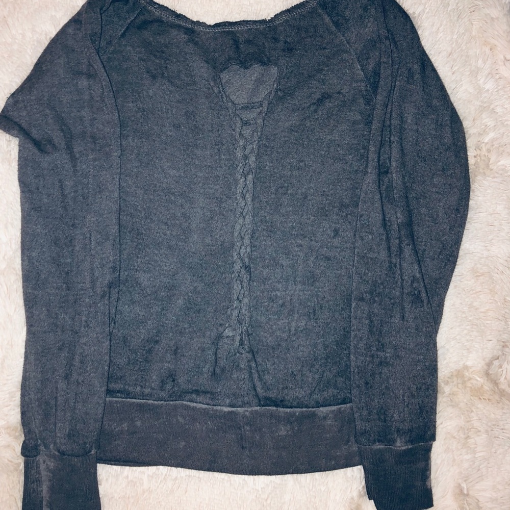 Braided open-back Heather Grey Sweater 🖤